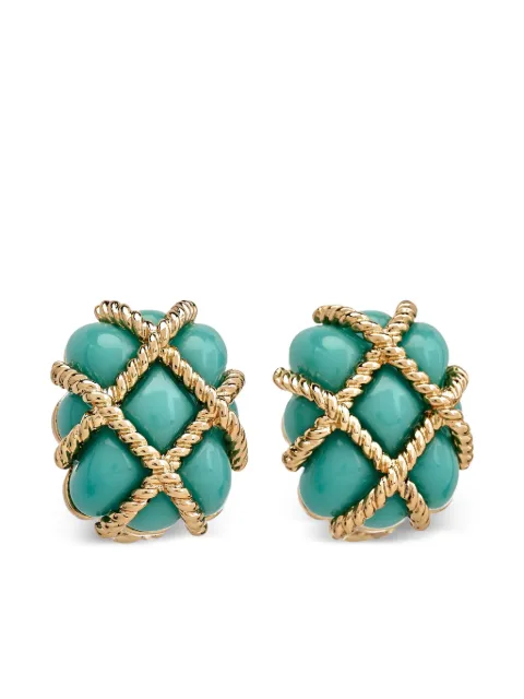 Kenneth Jay Lane quilted gold-tone clip earrings Blue 4080ET