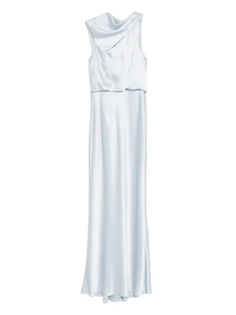 Amsale satin draped dress Blue P723S