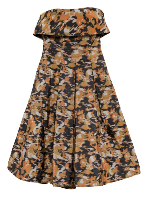 Amsale printed pleated dress Orange P902