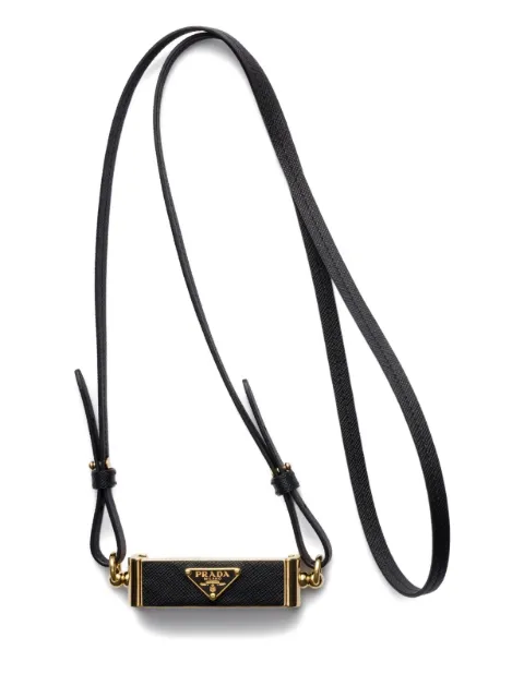 Prada triangle-logo leather smartphone case Black 1ZT067QHH