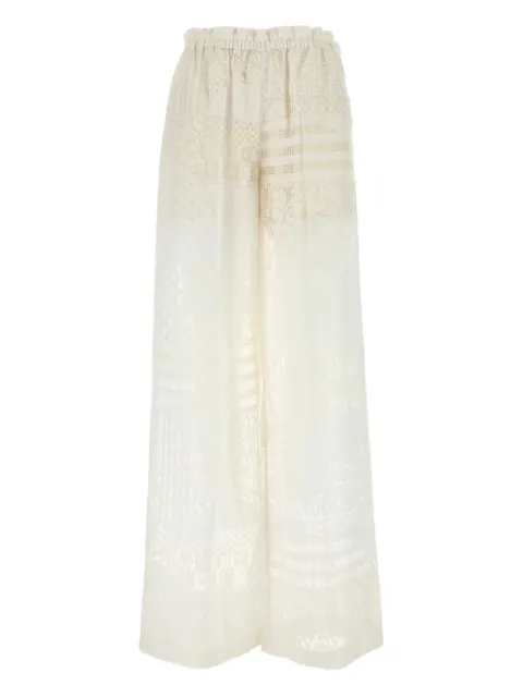 FENDI lace-panel trousers White FR6646AUJX