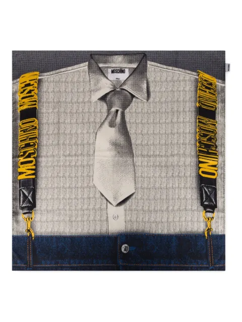 Moschino shirt-print silk scarf White A33055475
