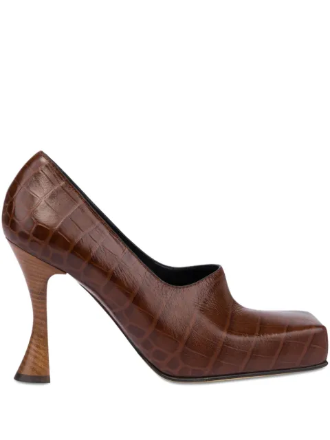 Moschino crocodile-embossed square-toe pumps Brown MA1013AC0NMN0