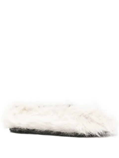Moschino faux-fur ballet flats White MA11300G0N