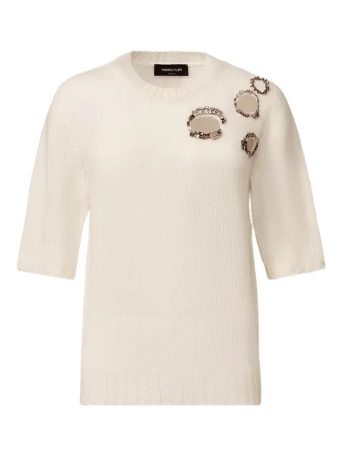 Fabiana Filippi embellished short-sleeved sweater Neutrals MAD215F490L5370000