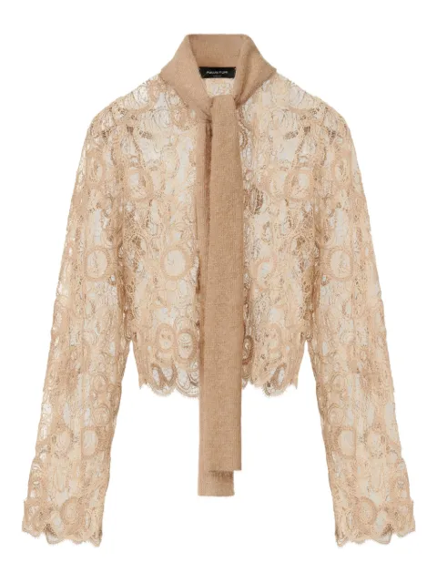 Fabiana Filippi macramé-lace tie-neck shirt Neutrals CAD215F327L5520000