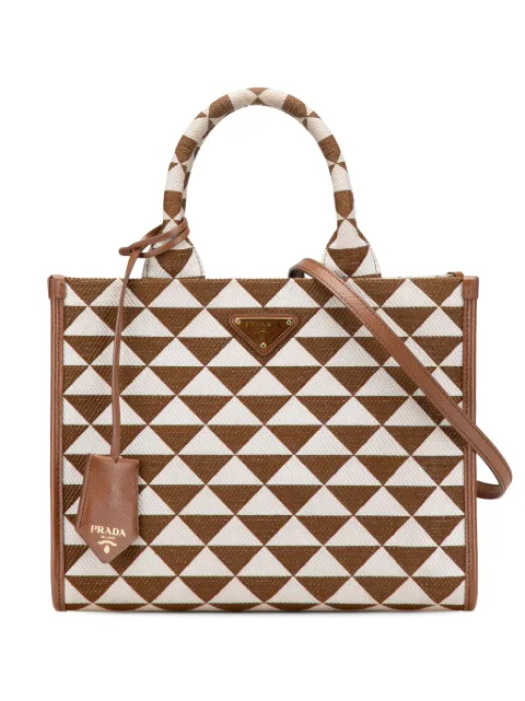 Prada Pre-Owned 2013-2025 Small Canvas Symbole Triangolo satchel Brown AX3JPLDI77V2YGO6