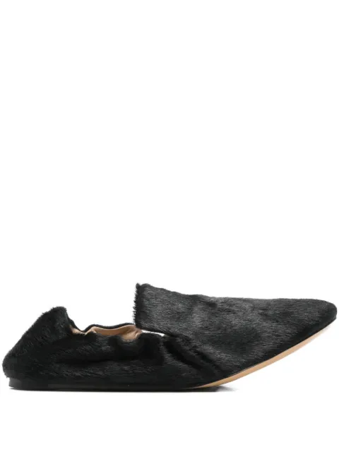 Le Monde Beryl fur-trimmed loafers Black MOCPONBLA