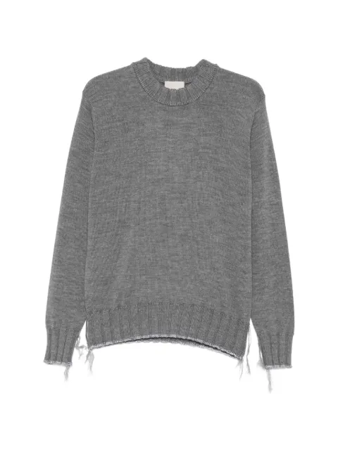 THE AMHANTE distressed-effect ribbed-trim sweater Grey 413922A39