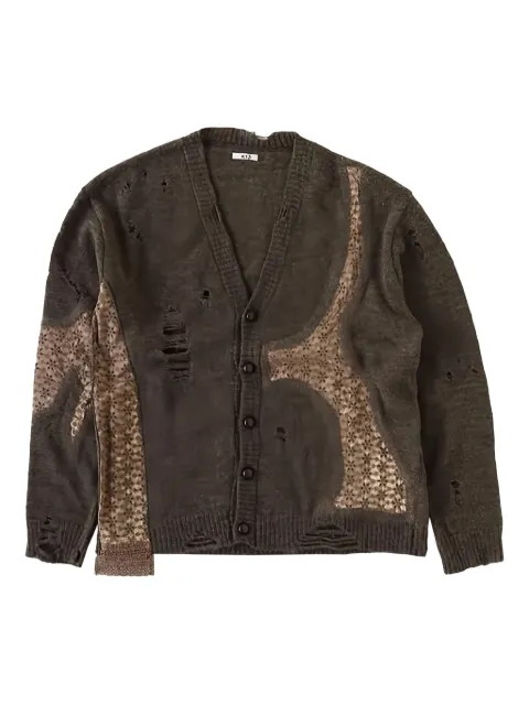 KHOKI distressed lace cardigan Brown 25FWK03BRWN