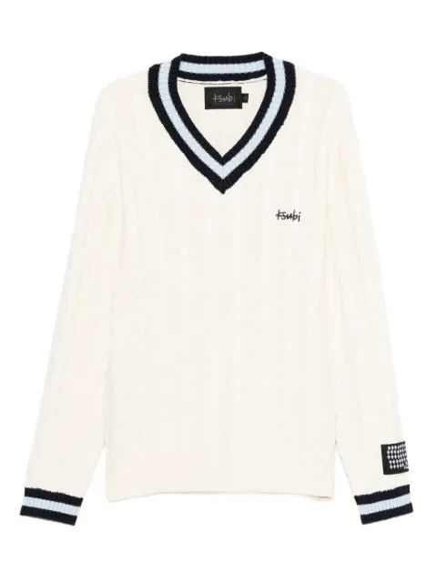 Ksubi cable-knit V-neck sweater White MFA25KW008