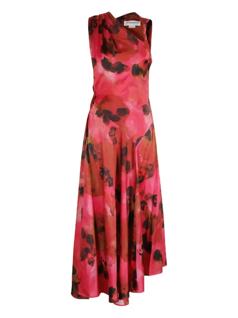 Victoria Beckham asymmetric floral print dress Red 1325WDR006434B097
