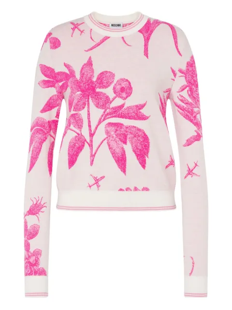Moschino floral-print wool sweater White A09315410