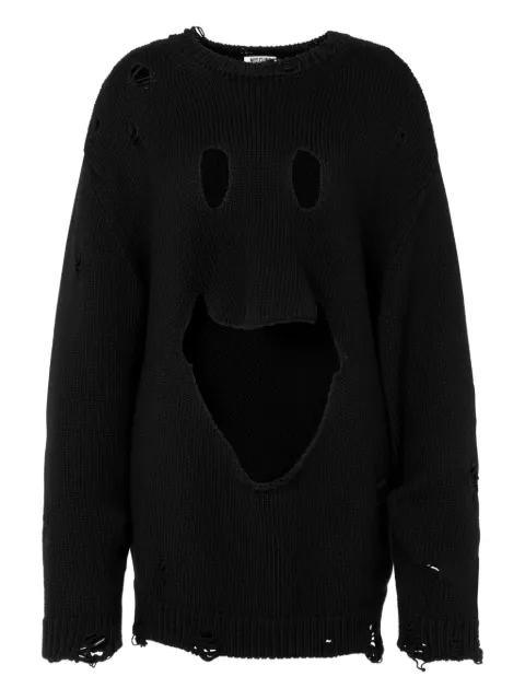 Moschino smiley face distressed sweater Black 09225405