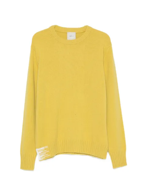 THE AMHANTE logo-patch crew neck sweater Yellow 413906A