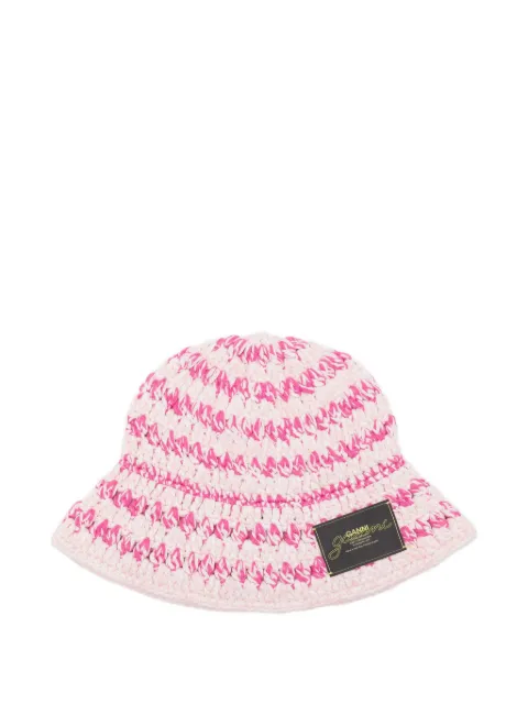 GANNI crochet-knit bucket hat Pink A6665999