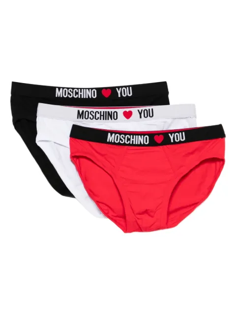 Moschino logo-waistband briefs (pack of three) Red A13304402