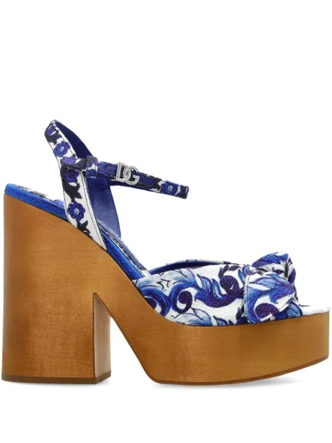 Dolce & Gabbana 125mm floral-motif heeled sandals White CZ0322A6514