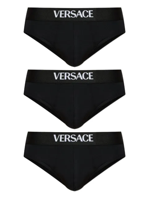 Versace logo-waistband briefs (pack of three) Black 10209871A14783