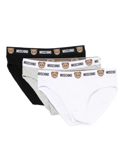Moschino Teddy Bear logo-waistband briefs (set of three) Black A13414402