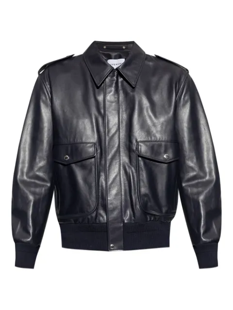 Givenchy flap-pocket leather jacket Black BM01DV61UQ