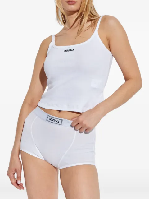 Versace logo-embroidered ribbed top 10205241A15461