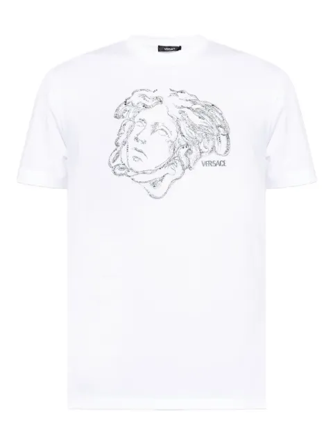 Versace embroidered cotton-jersey T-shirt White 10139441A15095