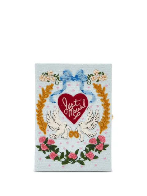 Olympia Le-Tan embroidered-doves clutch bag Blue MARRIAGEBC09CPT