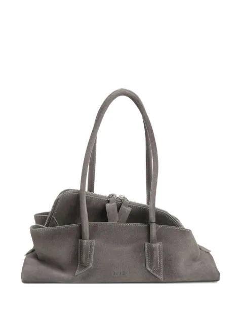 The Attico small La Passeggiata suede shoulder bag Grey 251WAH00058LBT108AA