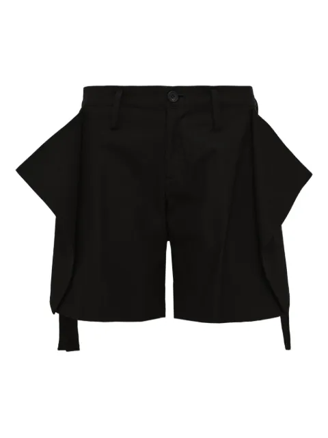 Yohji Yamamoto draped-detail tailored shorts Black FPP09014