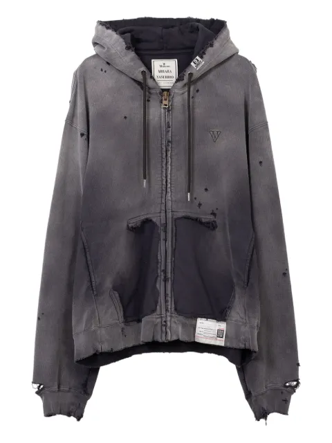Maison MIHARA YASUHIRO sun faded zip-up hoodie Black A15PK551
