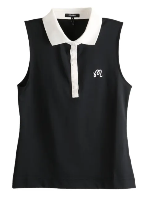 Malbon Golf Claudia sleeveless embroidered polo top Black MW0015