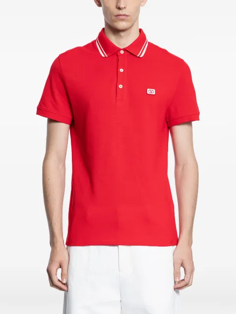 Valentino Garavani Vlogo patch cotton piqué polo shirt Red VMH01KAQJ