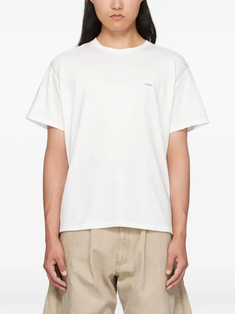 KHOKI topstitch graphic-print T-shirt White 25FWT06WHT