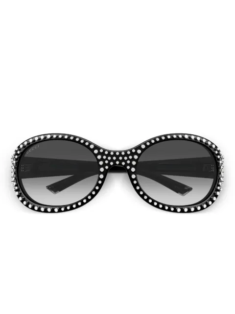 Gucci Eyewear GG2013S studded oval-frame sunglasses Black GG2013S001