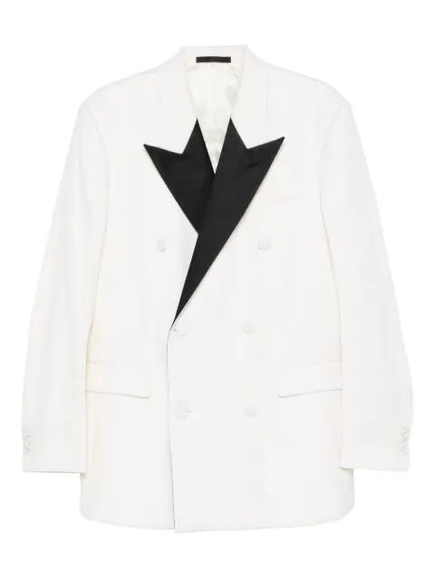 Lanvin double-breasted peak-lapel blazer Neutrals RMJA01084885H25