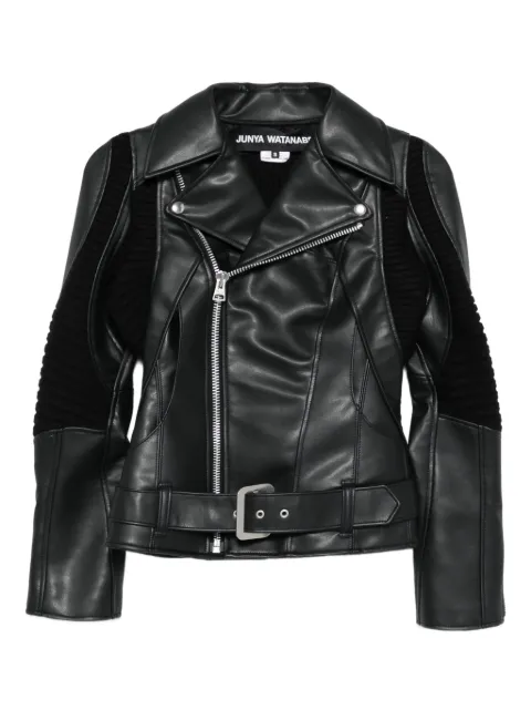 Junya Watanabe ribbed-panel faux-leather jacket Black JPJ0071