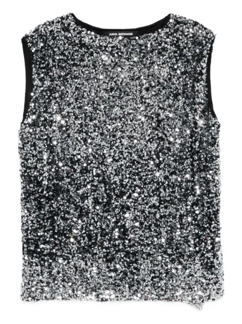 Junya Watanabe sequinned sleeveless top Black JPB0051