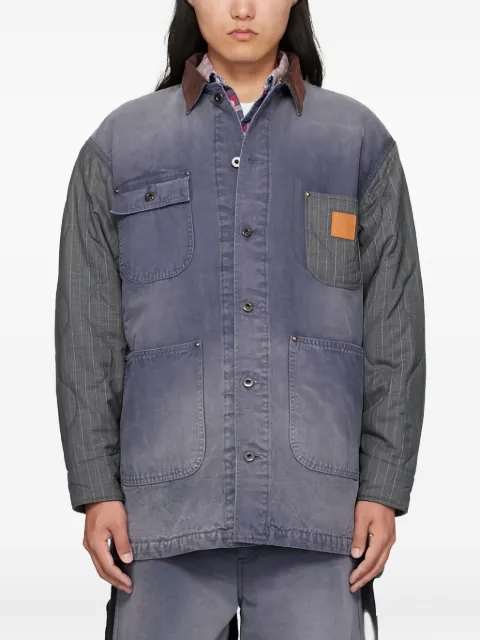KHOKI quilted-panel corduroy-collar jacket Blue 25FWCO01BL