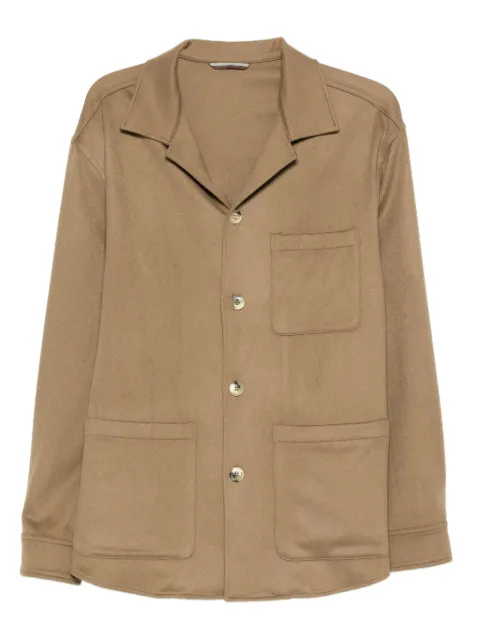 Canali patch-pocket buttoned shirt jacket Brown E31017SRCX02308