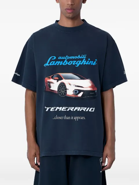 Balenciaga Lamborghini-print crew-neck T-shirt Black 831305TSVP9