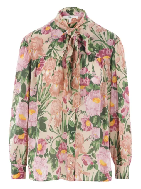 Chloé lavallière silk blouse Neutrals CH25AHT19992