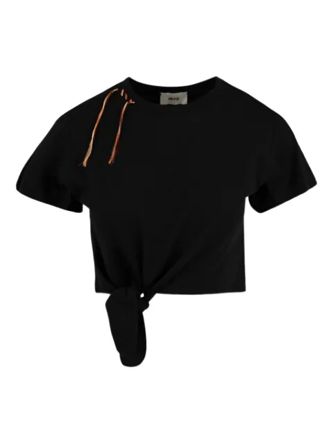 Akep logo-embroidered crop T-shirt Black TSKD02010