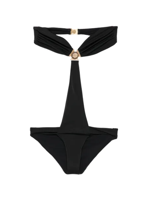 Balmain logo-plaque cut-out swimsuit Black JQ002000I60