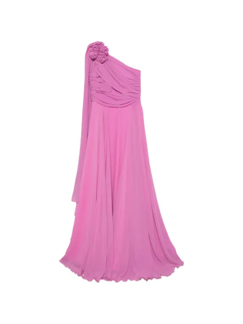 ALESSANDRO LEGORA one-shoulder floral-appliqué maxi dress Pink AT149PINK