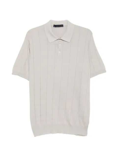 Jeordie's grid-patterned short-sleeved polo shirt Neutrals 20544SABBIA