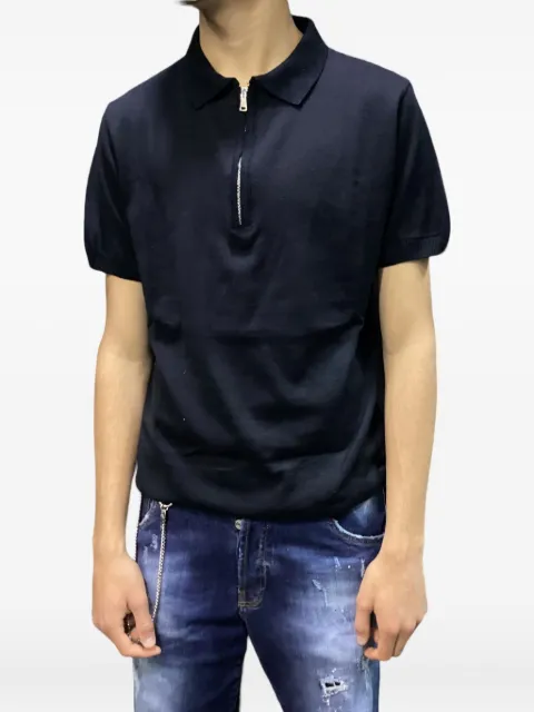 YES LONDON zip-neck polo shirt Black XML3531