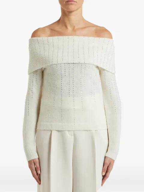 Pennyblack off-shoulder embellished sweater White GIOTTO001
