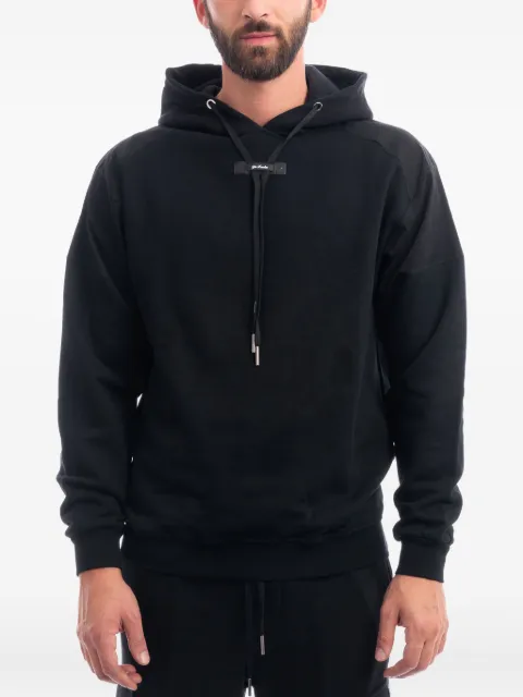 YES LONDON panelled drawstring hoodie Black XMF3929NERO