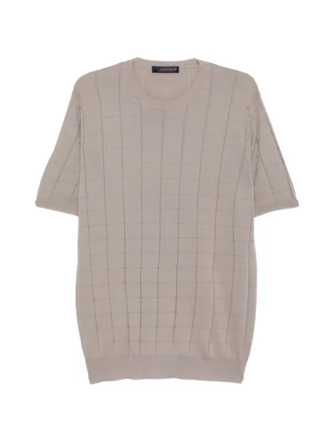 Jeordie's grid-knit short-sleeve T-shirt Neutrals 20543FANGO